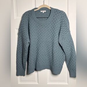 Madewell Basketweave Stitch Pullover Sweater Womens Sz L Dusty Blue Knit
